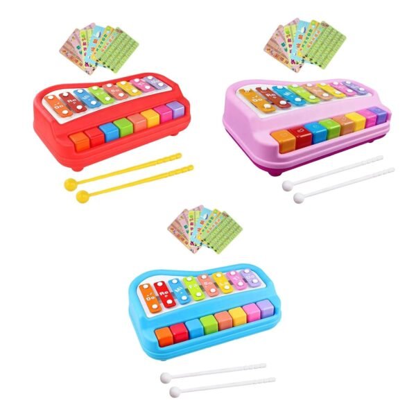 Toy 2 in 1 Baby Piano Xylophone Toy Instruments Toy for 0-3 Years Old Girls Boys Blue - Image 3