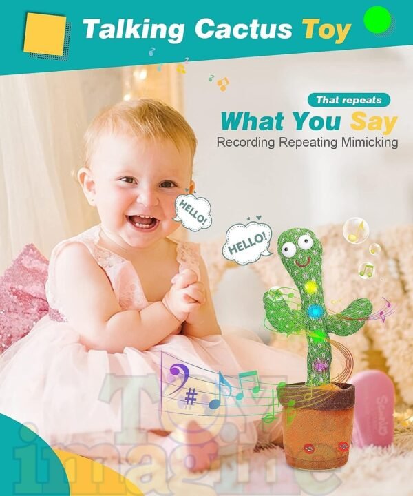 Toy Imagine Cactus Toy for Babies Dancing,Talking, Speaking, Recording | Repeat What You Say | Singing Electronic Pet for Toddlers | Swing and Sing Toy-Charger Cactus Plant.. (Age 1-10 Years). - Image 5