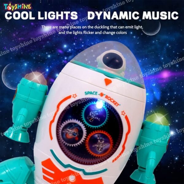 Toyshine Space Rocket Musical Toy with Moving Gears Flashing Lights and Rotation Feature, Toy for 2-5 Year of Old Boy Girl Birthday Present - Image 2