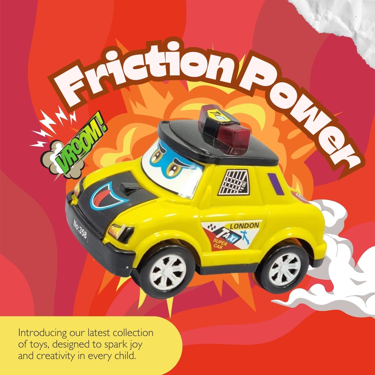 Friction Powered London Taxi Toy Car for Toddlers/Kids/Children | Kids Toys for 2-5 Years | Car Toys for Boys 3-5 | Toy Vehicle | Baby Toy Car - Image 3