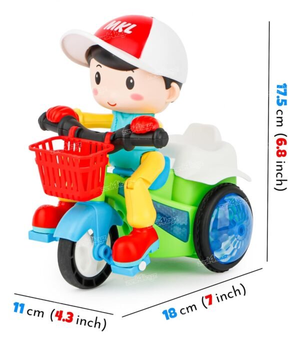 Zest 4 Toyz Stunt Tricycle Bump and Go Musical Toy with 4D Lights, Dancing Toy, Battery Operated Toy Plastic for Boys Girls - Multi Color - Image 2