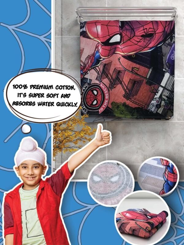 Athom Living Marvel Red Spiderman Kids Premium Cotton Bath Towel 350 GSM (60x120 cm) - Image 4