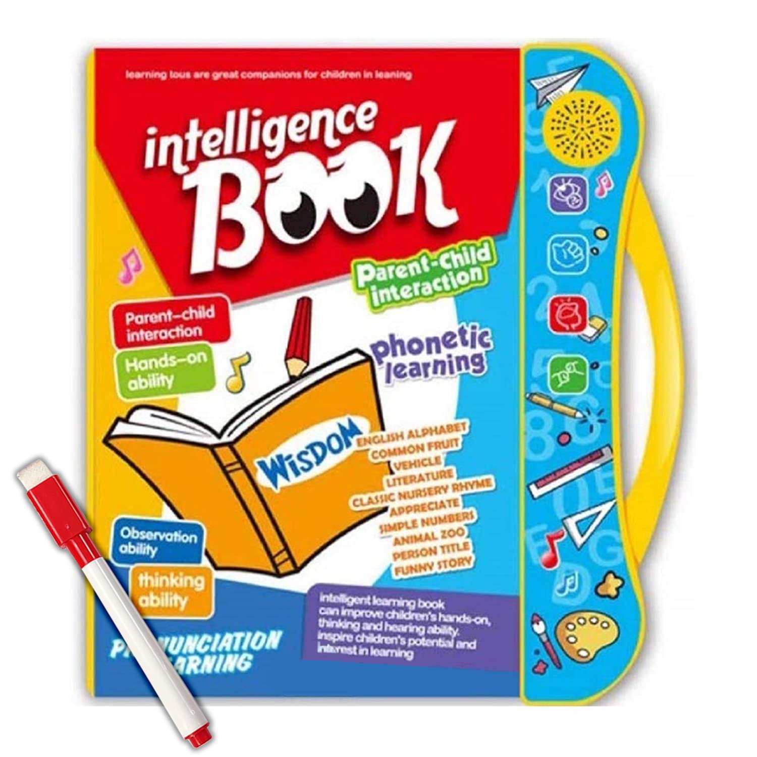 NHR Kids Intelligence English Letters & Words Learning Sound Book - Fun Educational Toys, Activities With Numbers, Shapes, Animals Phonetic Learning for Toddlers (E-Book, Multicolor)
