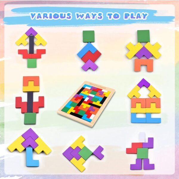 Wudly Basic Russian Block Puzzle for Kids | Educational Toy and Learning Aid for Toddlers - 1+ Years | Fine Motor Skill Development | Safe & Durable (10 Mm Basic Russian Block Puzzle), Multicolour - Image 4