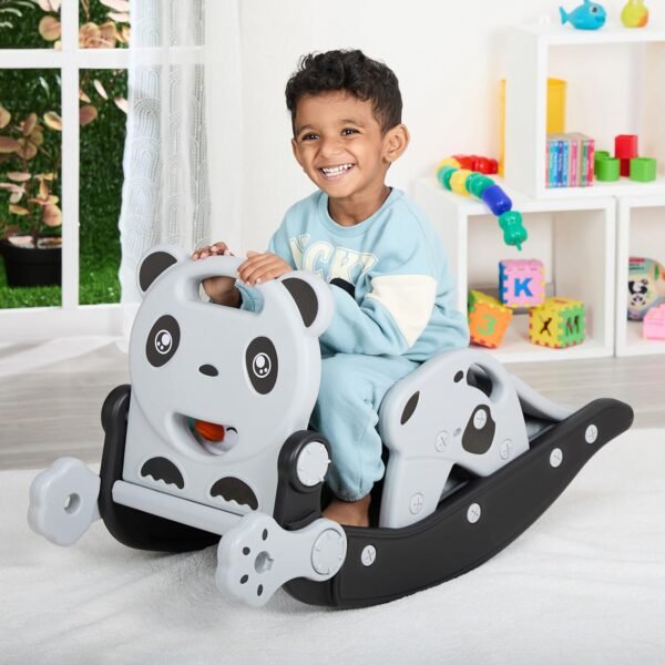Amazon Brand - Jam & Honey 3-in-1 Rocking Panda Slide with Baby Rocker & Chair | for Kids 2-5 Years Old | Non-Toxic PE | Durable & Safe | BIS Approved | Black & Grey - Image 2