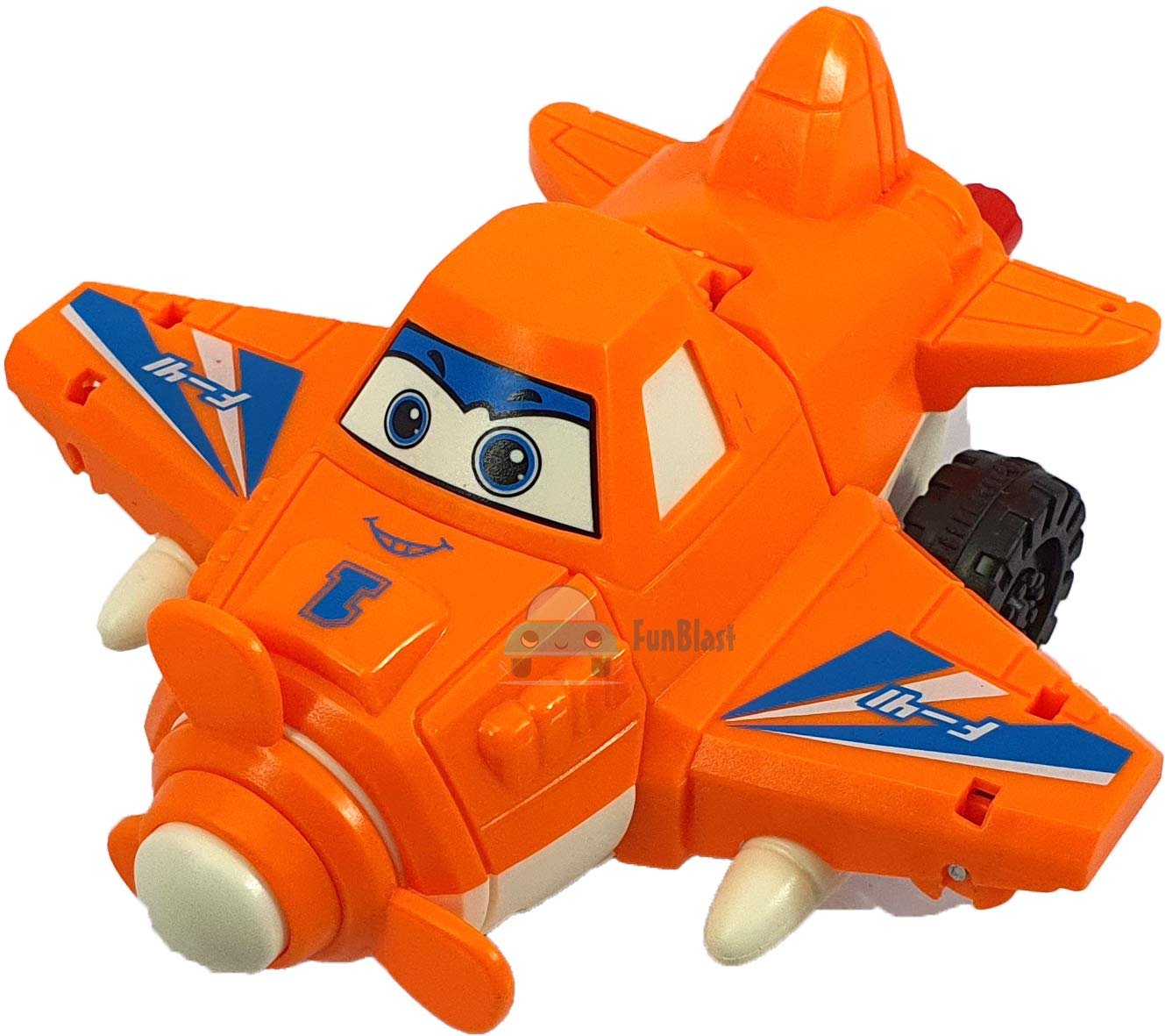FunBlast Aeroplane to Robot Toy for Kids, Friction Power Toys - Pull Back Toy Vehicle for 3+ Year Old Boys Multicolor - 1 Unit (Airplane Orange)
