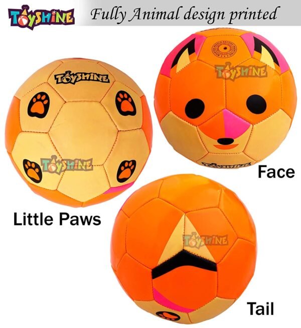 Toyshine Synthetic Leather Edu-Sports Football Soccer Educational Toy Ball for 4-8 Years Kids, Size 3 - Fox (Orange)