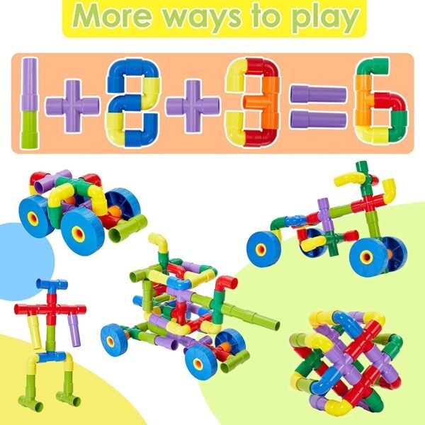 Pipe Puzzle Building Blocks Toy Set for 3-8 Years Old Kids Boys & Girls,Multicolor (75 Piece) - Image 5