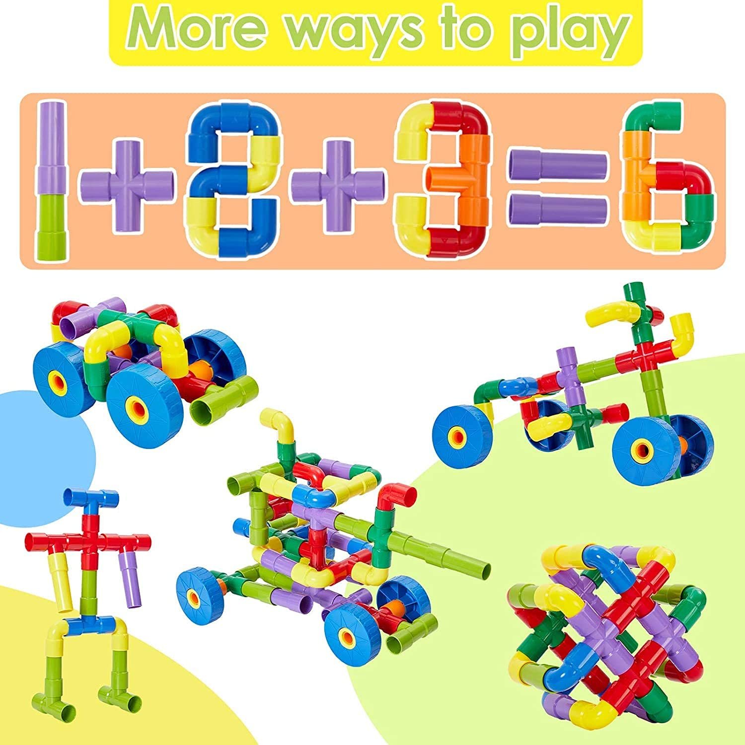 Pipe Puzzle Building Blocks Toy Set for 3-8 Years Old Kids Boys & Girls,Multicolor (75 Piece) - Image 5