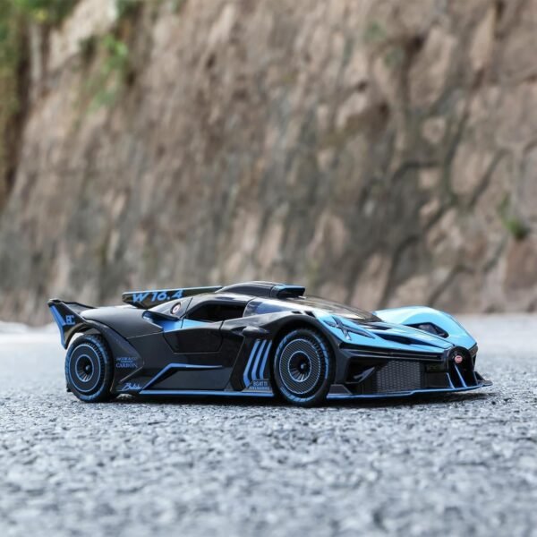 Exclusive Alloy Metal Pull Back Die-Cast Car 1:24 Big Bugatti Bolide Toy Car Diecast Metal Pullback Toy Car with Openable 6 Doors,Light Music Boys Gifts Toys(Bugatti Bolide-Blue) - Image 2