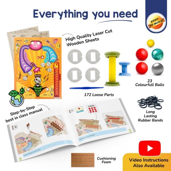 Smartivity Pinball Machine STEM DIY Fun Toy, Educational & Construction based Activity Game Kit for Kids 8 to 14, Best Gift for Boys & Girls, Learn Science Engineering Project - Image 4