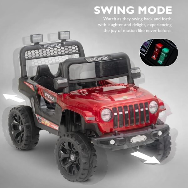 Wishmaster Driving EV Cars for 1, 2, 3, 4, 5, 6 Years | Remote + Steering + Mobile App Control | Kids Jeeps (Entery Level Jeeps [2-6 Years]- Thar, Red) - Image 6