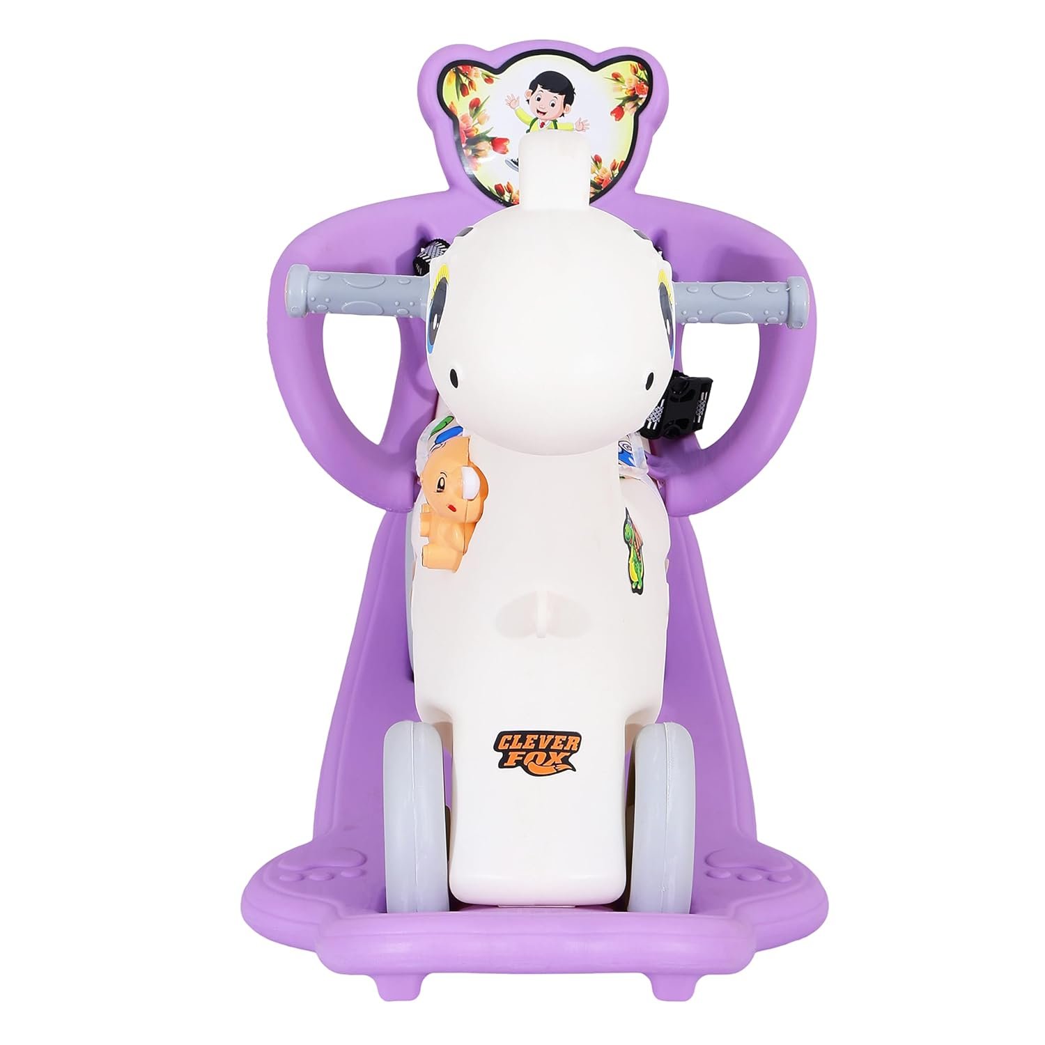 KURB 3-in-1 Ride-on Horse and Rocker for Kids | Multi-Functional | Age 12 Months - 4 Years | Sturdy and Durable | Safety Belt | Child-Safe Plastic (Purple) - Image 4