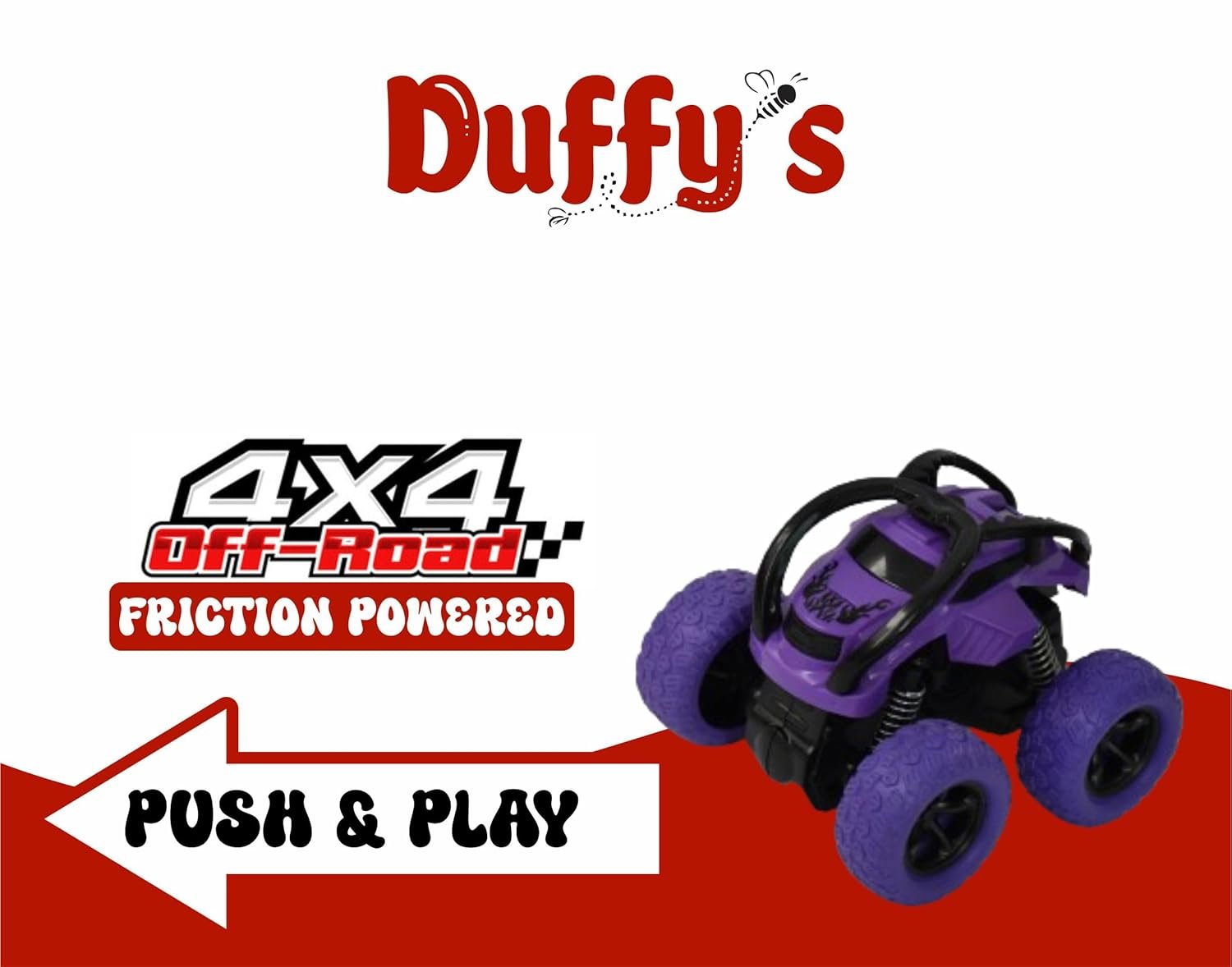 Duffy\'s 4x4 Monster Truck car Toy for 1-3 Year Boys - Friction Powered Mini 360 Truck Durable, high Traction Tyres Toy for Kids Aged 1 2 3 4 Year (Pack of 2) - Image 4