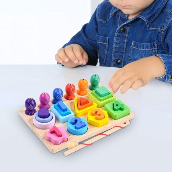 Toy Wooden Fishing Game Toy Baby Developmental Toy for Kids Boys Girls Preschool Style A - Image 2
