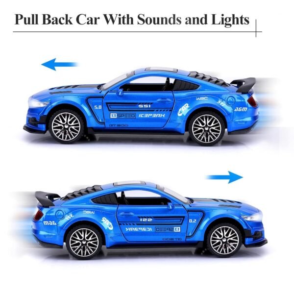 1:32 Mustang GT500 Toy Car Metal Pull Back Diecast Car with Openable Door and Sound Light, Gifts Toys for Kids? Blue ? - Image 5