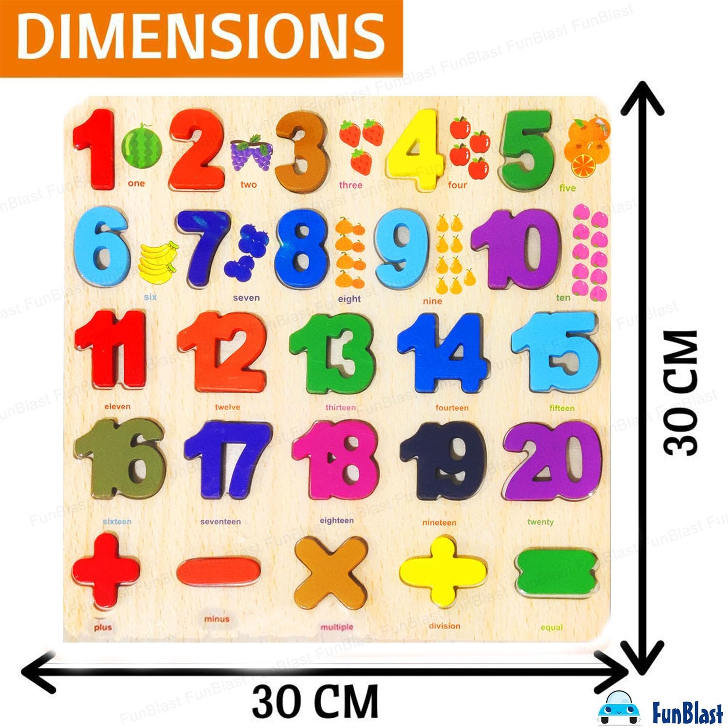 FunBlast 3D Wooden Number Learning Board – Numer and 123 Learning Educational Board for Kids/Toddlers/Children | Montessori Digital Board Educational Number Learning Puzzle Toy - Image 3