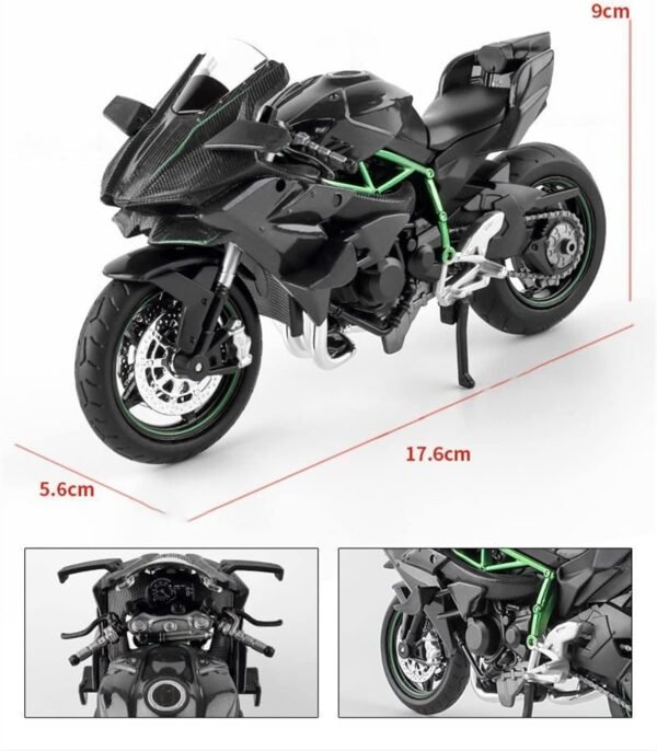 Police Motorcycle Toy - Pull Back Motorcycle Toys, Tiny Gift with Music Lighting, Latte Motorcycles Toy for Kids Boys Age 3-8 Year Old [Multicolor] (1:12 Scale Kawasaki Ninja H2R-Silver)