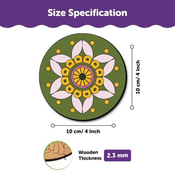 Mini Leaves Wooden Mandala Art Kit for Kids 6-12 and Adults | Beginner Mandala Drawing Kit with Set of 6 | Wooden Mandala Art Painting kit - Image 3