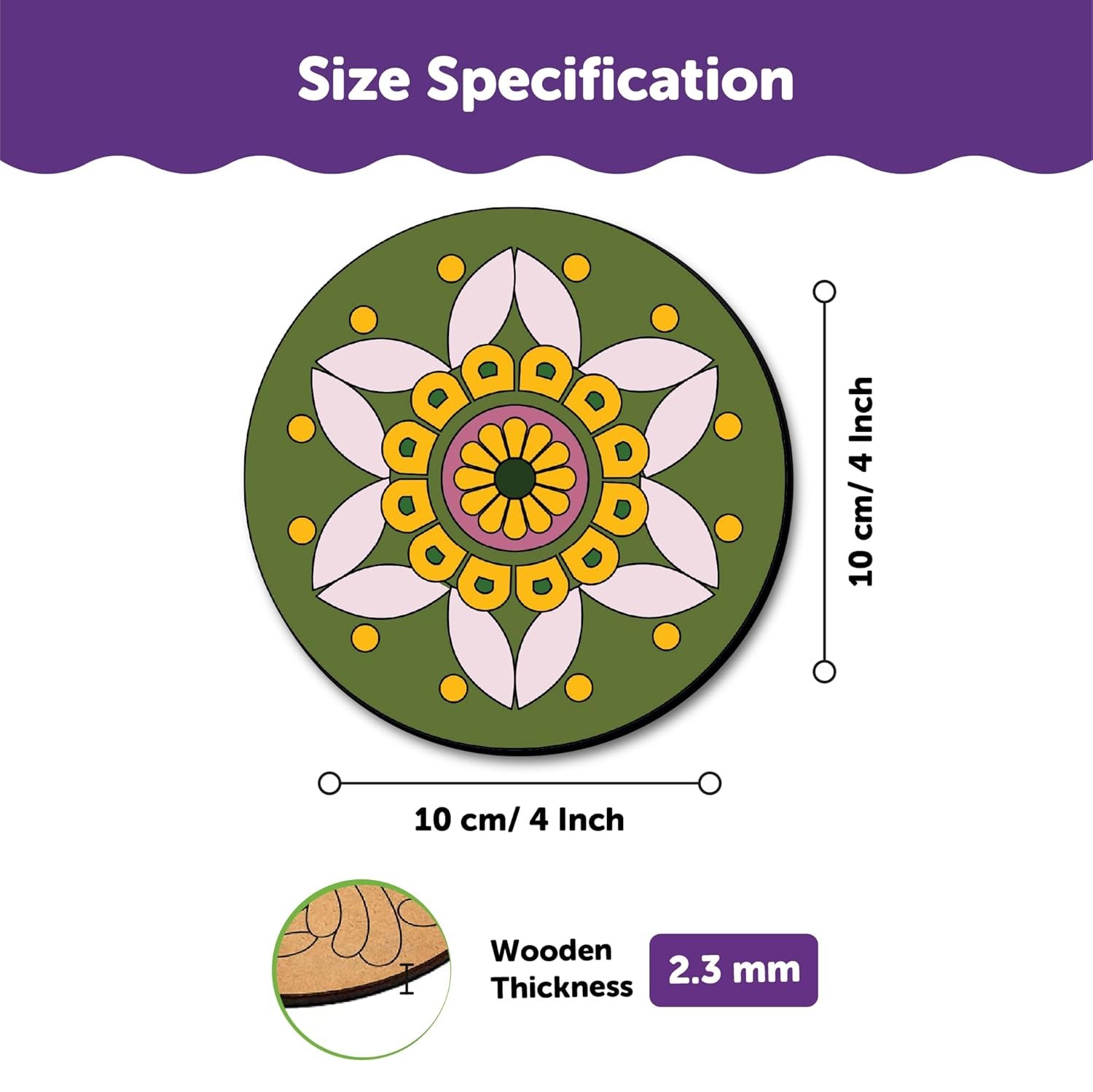 Mini Leaves Wooden Mandala Art Kit for Kids 6-12 and Adults | Beginner Mandala Drawing Kit with Set of 6 | Wooden Mandala Art Painting kit - Image 3