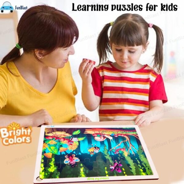 FunBlast Puzzles for Kids - 24 Pcs Honey Bee Jigsaw Puzzle for Kids of Age 3-5 Years, Wooden Board Jigsaw Puzzles, Floor Puzzle for Children, Learning and Educational Jigsaw Puzzle Toys - Image 2