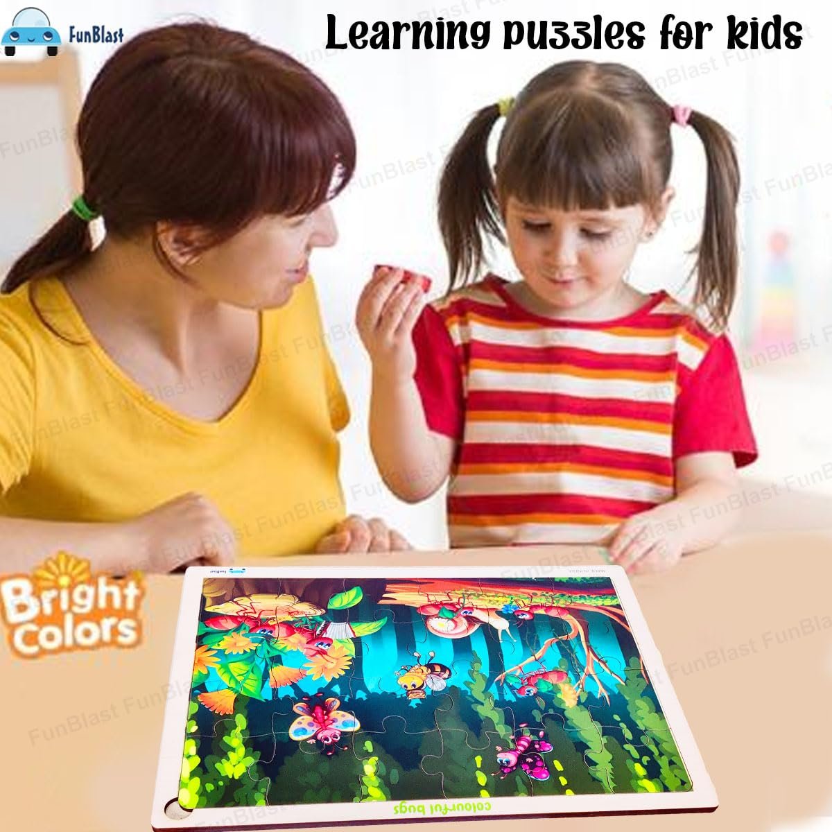 FunBlast Puzzles for Kids - 24 Pcs Honey Bee Jigsaw Puzzle for Kids of Age 3-5 Years, Wooden Board Jigsaw Puzzles, Floor Puzzle for Children, Learning and Educational Jigsaw Puzzle Toys - Image 2