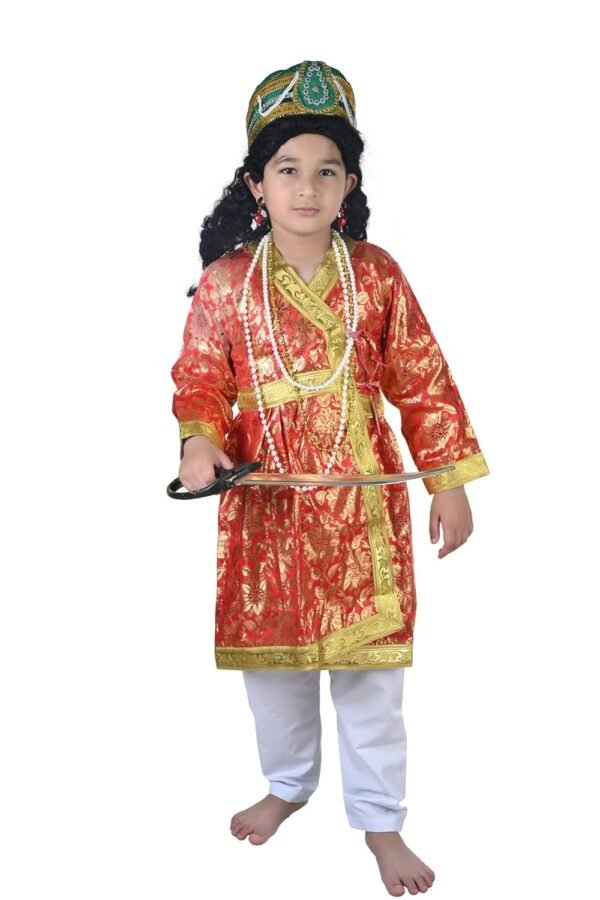 BookMyCostume Mughal Emperor Sultan with Wig & Sword Kids Fancy Dress Costume for Boys & Men 7-8 Years