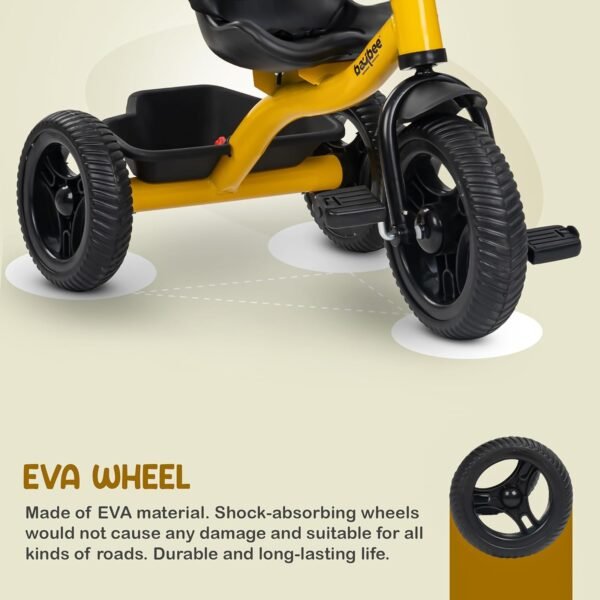 Baybee Hubble Baby Tricycle for Kids | Balanced Baby Trikes with Safety Belt, Eva Wheels & Storage Basket for Toys | Children Bicycle for Kid | Kids Cycle for 2-5 Years Boy Girl (Yellow) - Image 5