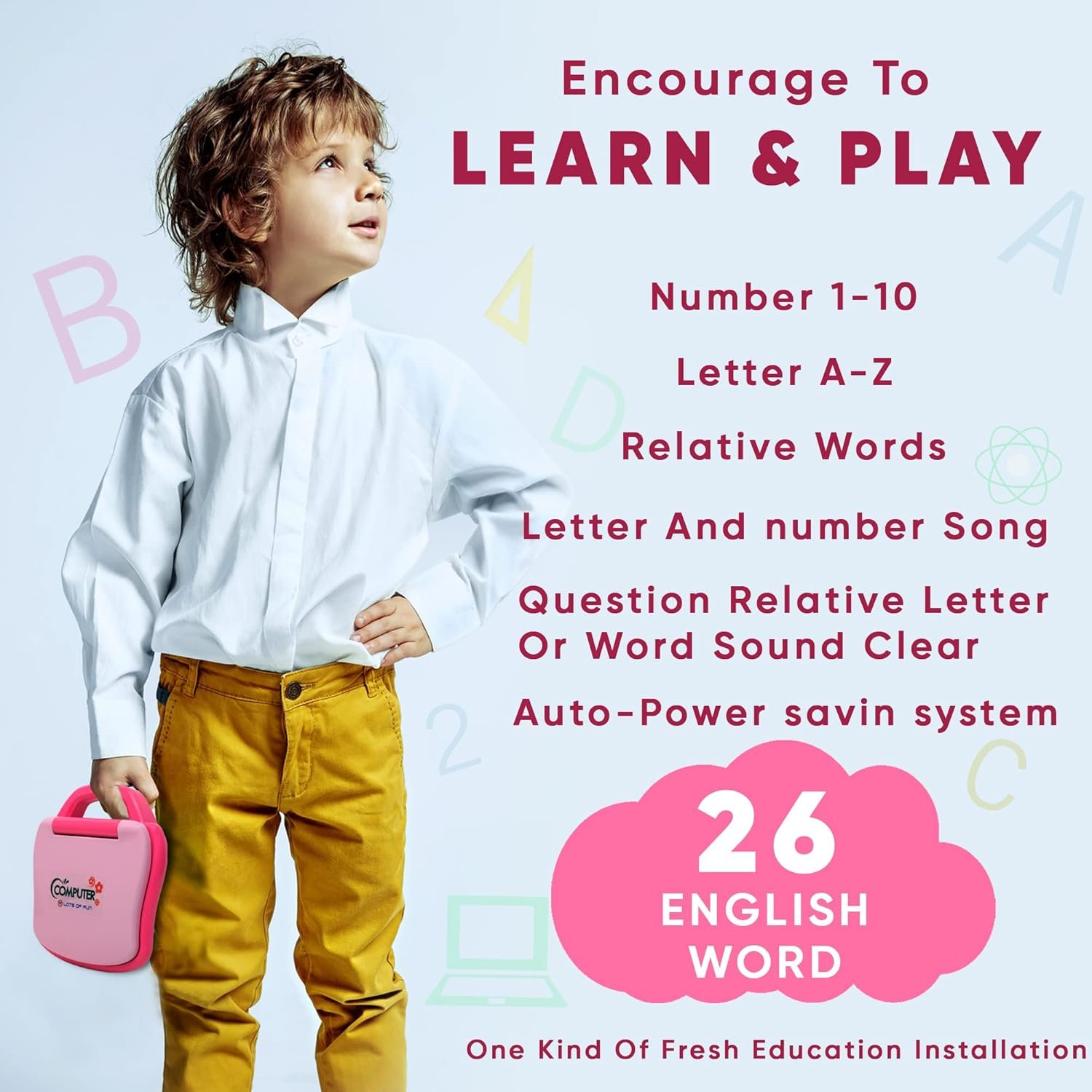 Kids Laptop Toy For Learning Numbers&Alphabets (Bis Approved)|Educational Computer Activity Toy For Kids Age 2,3,4,5,6 Years|Baby Laptop Toy With Fun Activities For Children,Multicolor - Image 4