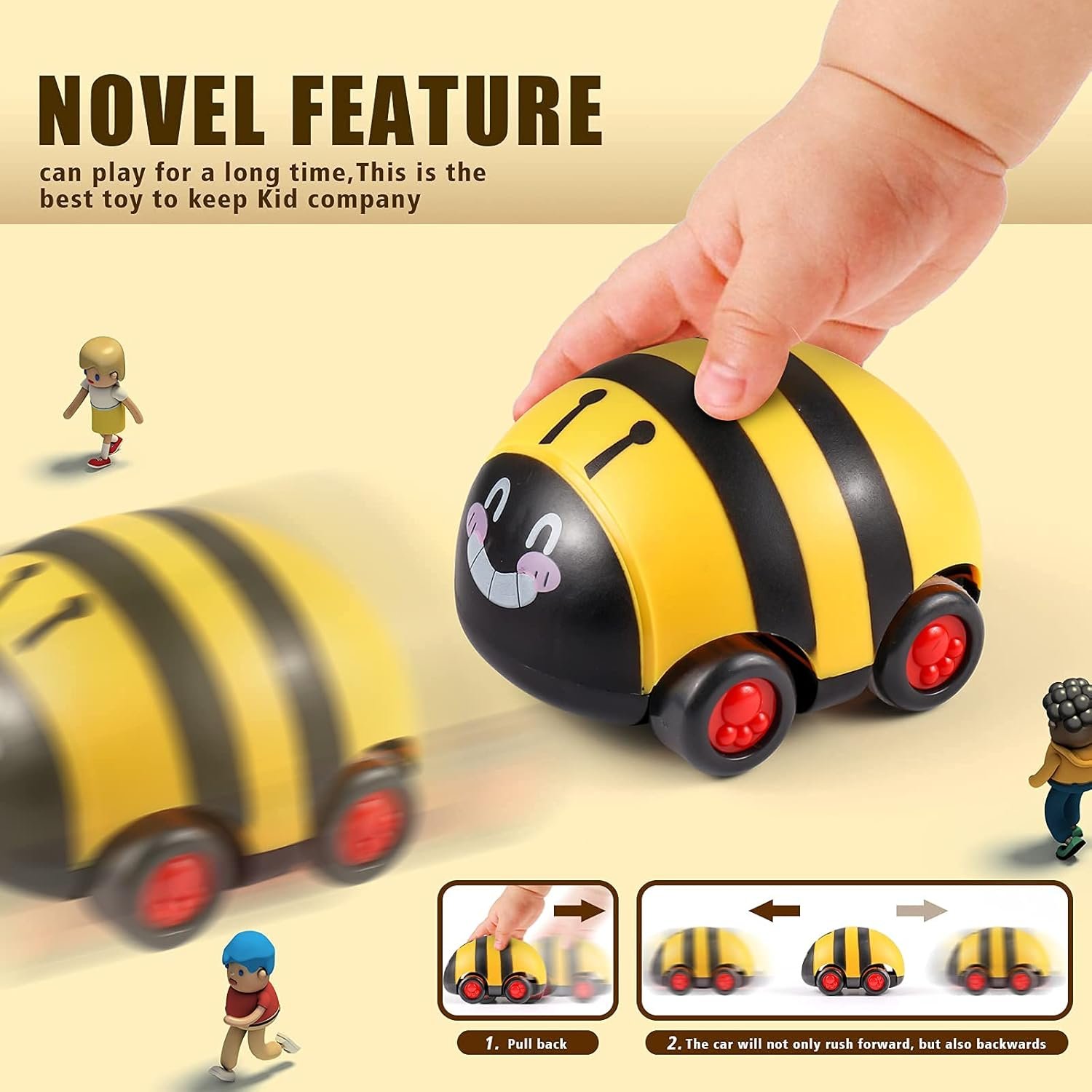 Cartoon Toddler Toy Car for 2 3 4 Year Old Boy Toys Cars,Colorful CarsToddler Toys,Friction Powered Vehicle Toddler Toys, Push and Go Back Baby Car Toys Birthday Gift for 3 Years Old Boys Girls Kids - Image 5