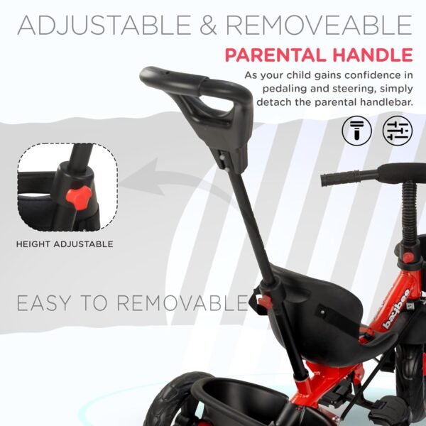 Baybee Terra Pro Baby Tricycle for Kids | Smart Baby Trike Cycle with Adjustable Parental Handle, Front & Back Storage & Foot Rest | Children Bicycle for Kid | Kids Cycle for 2-5 Years Boy Girl (Red) - Image 6