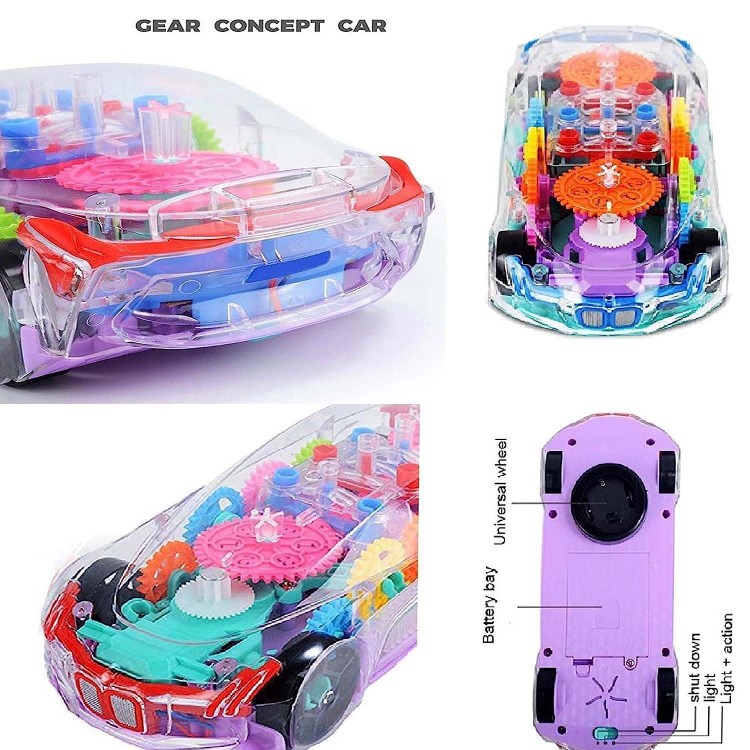 Desi Bazaar & Co Pack of 4 Toys – Loader & Bulldozer Trucks, Pull Back Auto Rickshaw and 3D Transparent Car Toy with 360° Rotation Educational, Interactive, Safe Toys for Toddlers Aged 1-5 Years - Image 3