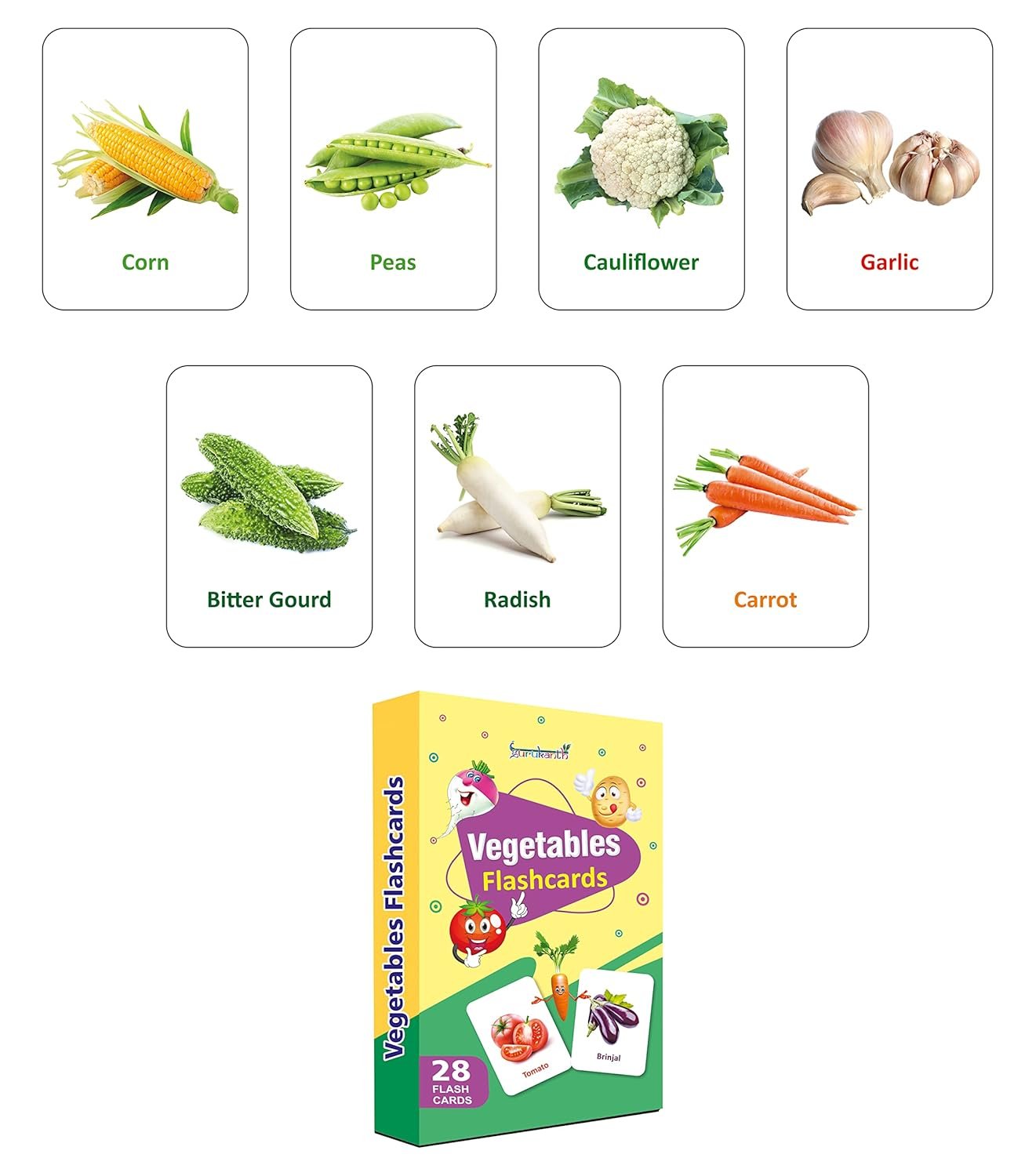 Premium Flash Cards for Kids Early Learning | Easy & Fun Way of Learning 1 Year to 6 Years Babies Smart Toys (Vegetables) - Image 2