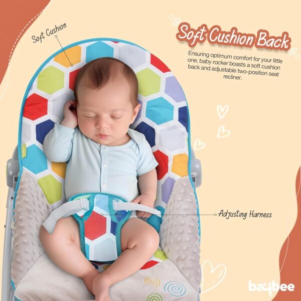 Baybee Bella 2 in 1 Baby Rocker for Babies | Kids Rocking Chair with Adjustable Seat, Calming Vibrations, Hanging Toys & Music | Baby Bouncer for New born | Portable Baby Swing for 0 to 2 Years (Blue) - Image 3