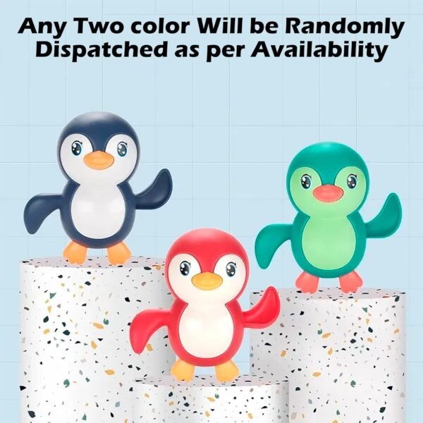 2024 New Swimming Bath Toys for Toddlers 1-3, Boat/Turtle/Penguin Floating Wind up Old Boy Girl, New Born Baby Bathtub Water Toys, Preschool Toddler Pool Toys (Multi) (Penguin, Pack 1) - Image 3