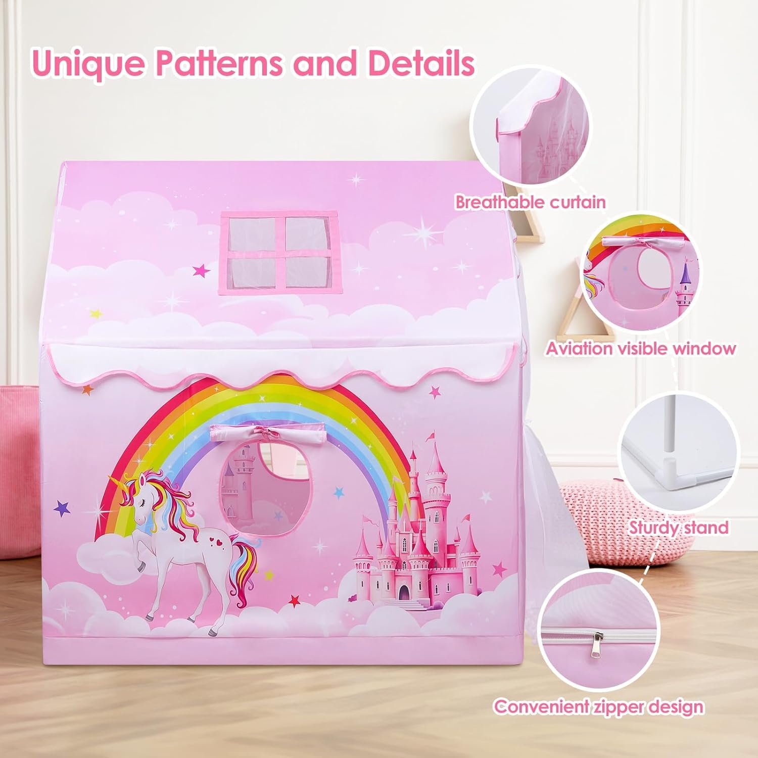 Colorfull and Extremely Light Weight Indoor and Outdoor Kids Play Tent House for 3-8 Years Old Kids Girls and Boys (RNBW-89) - Image 6