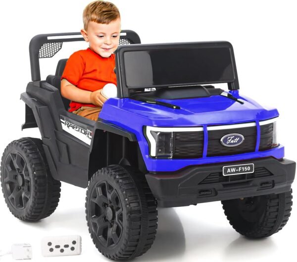Wishmaster Driving EV Cars for 1, 2, 3, 4, 5, 6 Years | Remote + Steering + Mobile App Control | Kids Jeeps (Entery Level Jeeps [2-6 Years] F-Raptor, Blue)