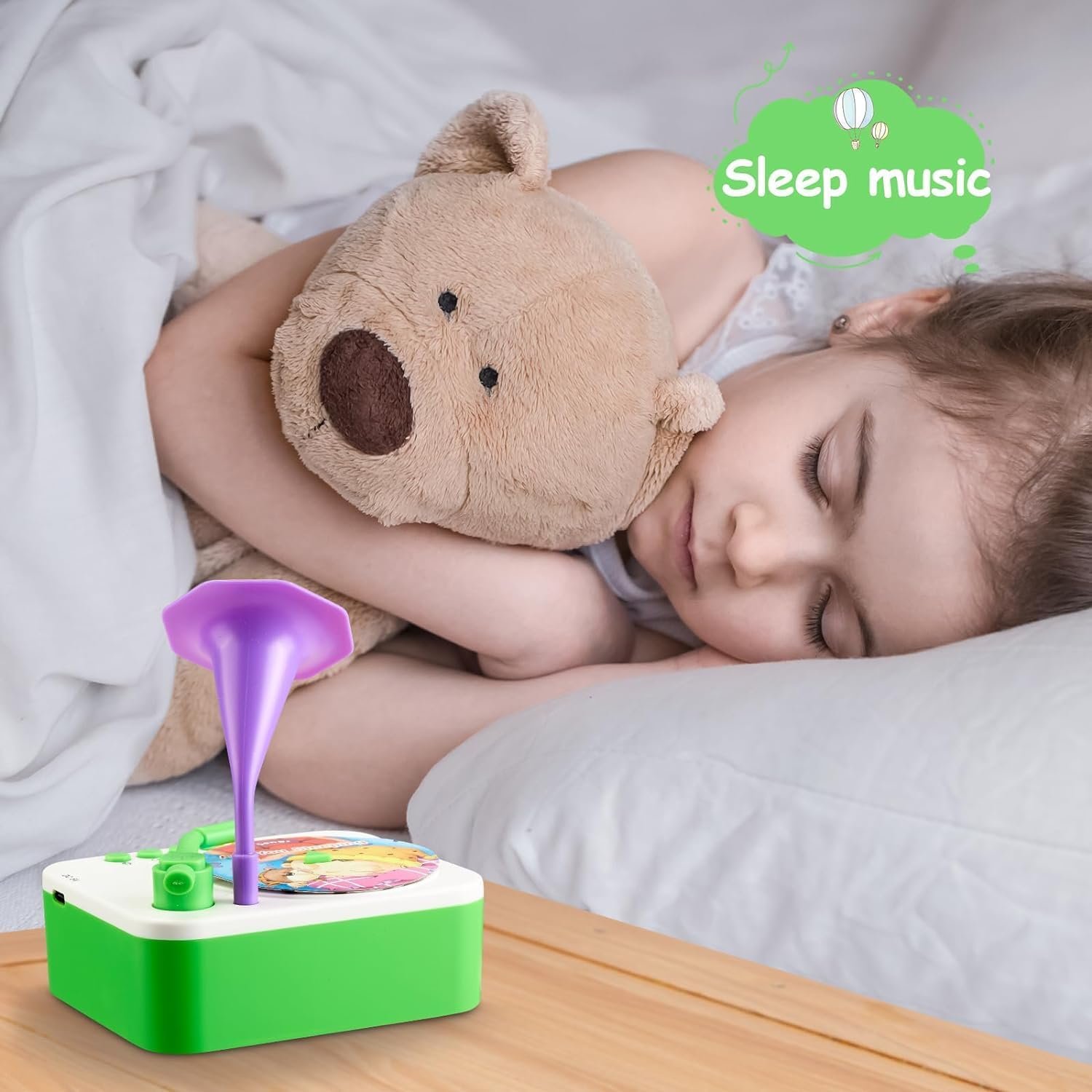 Musical Toys for Toddlers - 99 Cards Bedtime Stories Songs & Music for Kids for Screen Free Fun & Learning- Classical Gramophone for Kids 3-6 Years- Green - Image 3