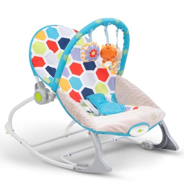 Baybee Bella 2 in 1 Baby Rocker for Babies | Kids Rocking Chair with Adjustable Seat, Calming Vibrations, Hanging Toys & Music | Baby Bouncer for New born | Portable Baby Swing for 0 to 2 Years (Blue)