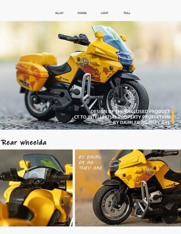 Police Motorcycle Toy - Pull Back Motorcycle Toys, Tiny Gift with Music Lighting, Latte Motorcycles Toy for Kids Boys Age 3-8 Year Old [New] (Moto-Fighting-Blue) - Image 3