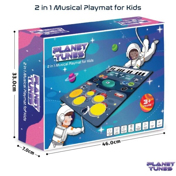 2-in-1 Musical Jam Playmat for Kids | Piano Keyboard with Drum Set, Music Recording & Playback | Portable Battery-Powered Sound Mat with Volume Control | Educational Gift for Kids Ages 3+ - Image 3