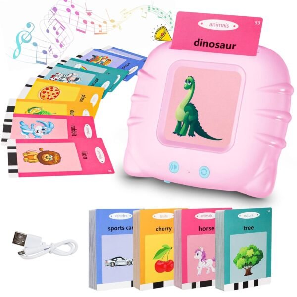 Talking Flash Cards for Toddlers, Autism Sensory Toys, 2-5 Year Old Boys & Girls, Sight Words Learning, Mixed Theme, Educational Flashcards (Animals, Fruits, Vehicles), Simple Style - Image 4