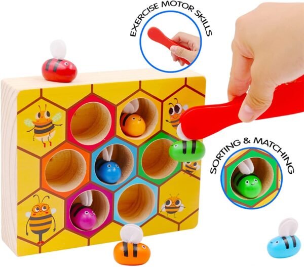 Sorting & Stacking Toy- Skills Enhancement Motor Skill Toys for Toddlers/Kid -Magnetic- Capture The Worms Toys | Early Educational-Montessori Toy (Strawberry) - Image 6