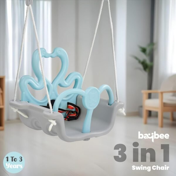 Baybee Baby Swing Chair for Kids, Adjustable Baby Swing Toy with Backrest & Rope | Jhula for Kids | Baby Hanging Jhula Swing Chair for Kids Indoor Outdoor 1 to 3 Years Boy Girl (Sky Blue) - Image 5