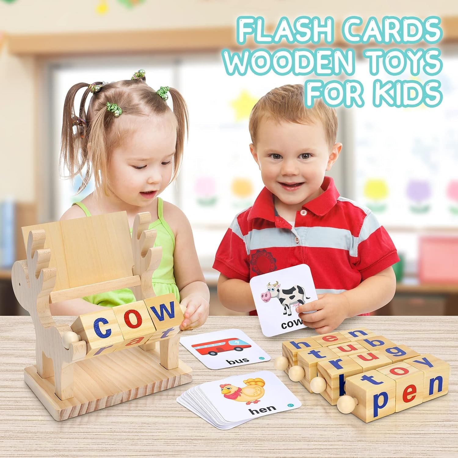 Montessori Educational Word Game for 3-7 Year Old Boys & Girls, Flash Cards & Word Blocks, Ages 3+ - Image 5