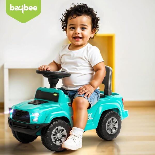 Baybee Ride on Baby Car for Kids | Push Ride on Jeep with Music & LED Light | Portable Ride on Toys Car with Backrest & Storage Basket | Kids Car to Drive 1-3 Years Boys Girls (Green) - Image 2