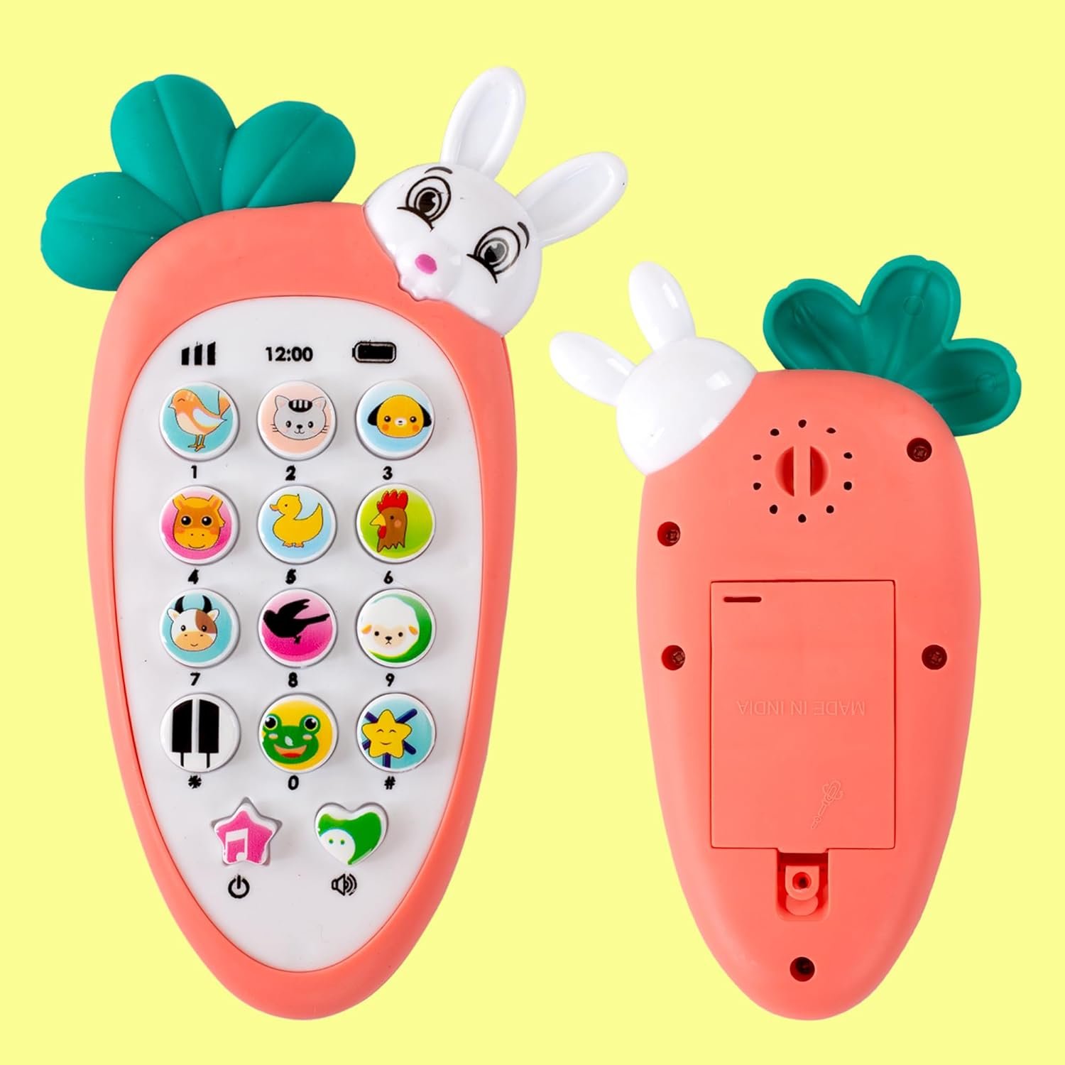 Carrot-Shaped Rabbit for Babies, Musical Toy for 1-3 Year Old Baby Boys and Girls | Interactive Button Learning Remote with Baby Music, Flashing Lights - Image 4