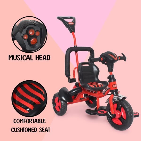 Fun Ride Kid\'s Tricycle Panther 2in1 for 1 to 5 Years - Plug and Play Baby Trike with Music and Lights with Removable Parental Control Handle - Red (Weight - Upto 25 Kg) - Image 6