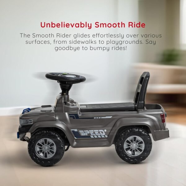 Baybee Speedy Ride on Baby Car for Kids | Ride on Toys Car with Music & LED Light | Portable Push Ride on Jeep with Backrest & Storage Basket | Kids Car to Drive 1-3 Years Boys Girls (Grey) - Image 6