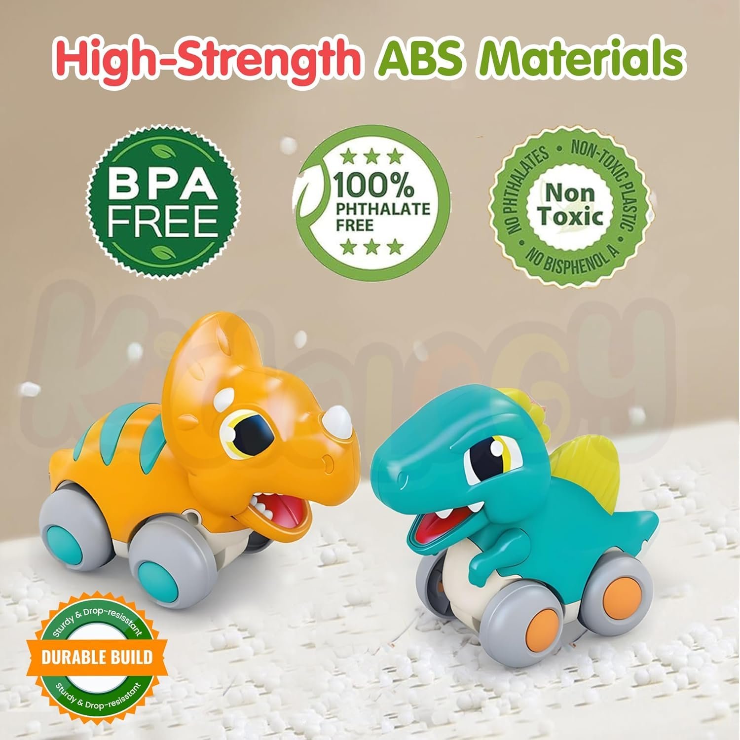 Kidology Push & Go Dinosaur Cars Toy for Toddlers, Friction Powered Dino Cars, Pull Back Cars Vehicle, Montessori Educational Toy for Boys & Girls, Birthday Gift for Kids - Pack of 1 - Image 4